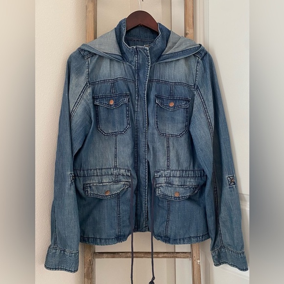 American Rag - Hooded Denim Jacket - Drawstring Waist - XL - Picture 2 of 6